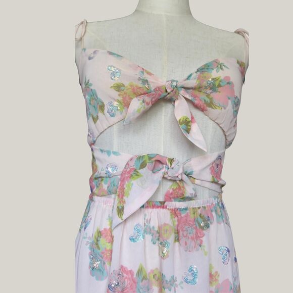 For Love & Lemons Louisa Maxi Dress Floral Silk Maxi XS - Picture 2 of 7